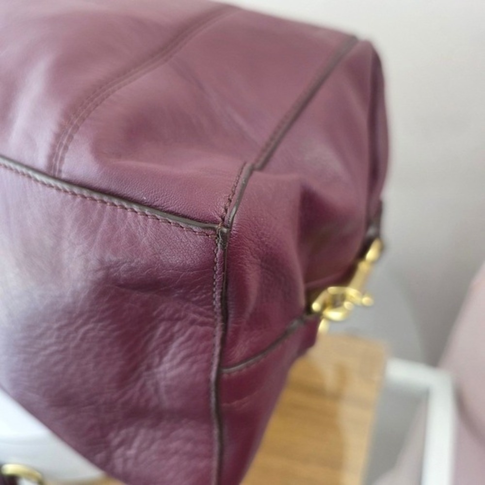 Coach Campbell Domed Satchel Plum Purple Leather‎ Handbag F25151 Gold Hardware - Picture 6 of 15